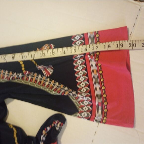 M Collection faux wrap rope print bell sleeve top with elastic waist - Picture 12 of 12